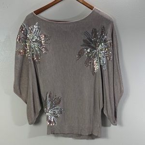 I.N.C International Concepts Women’s Tan Floral Top Size Small